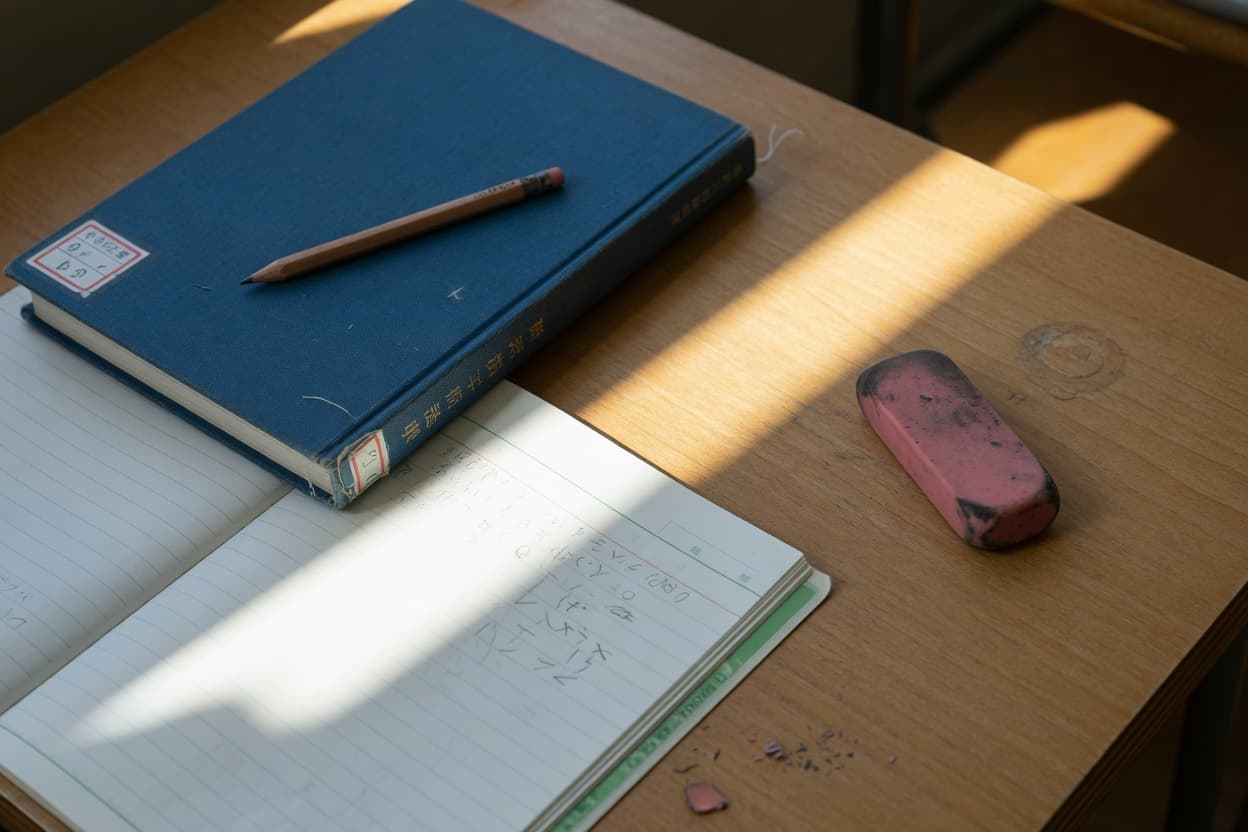 机に広げた教科書とノート、聞き役の大人が映るタブレット(イメージ)